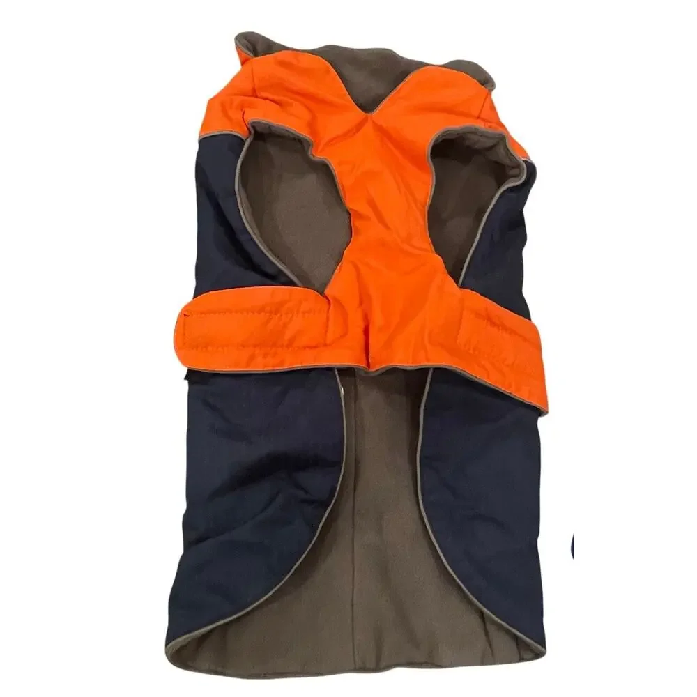 Eddie Bauer Orcas Dog Jacket Large Reversible Windbreaker Orange Fleece Vest